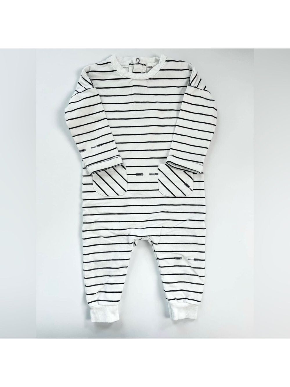 Miles The Label Black and White Striped Jumpsuit Minimalist Design